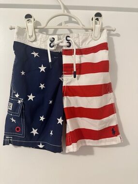 Polo Ralph Lauren Stars and Stripes Patriotic Swim Shorts Size 4T Toddler Boy